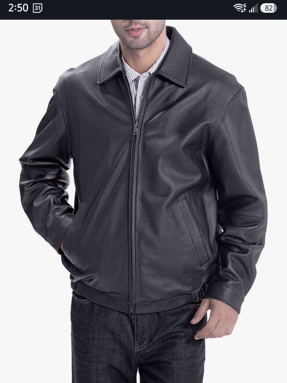Men's Black Leather Zip-Front Jacket - Size 3x - LIKE NEW